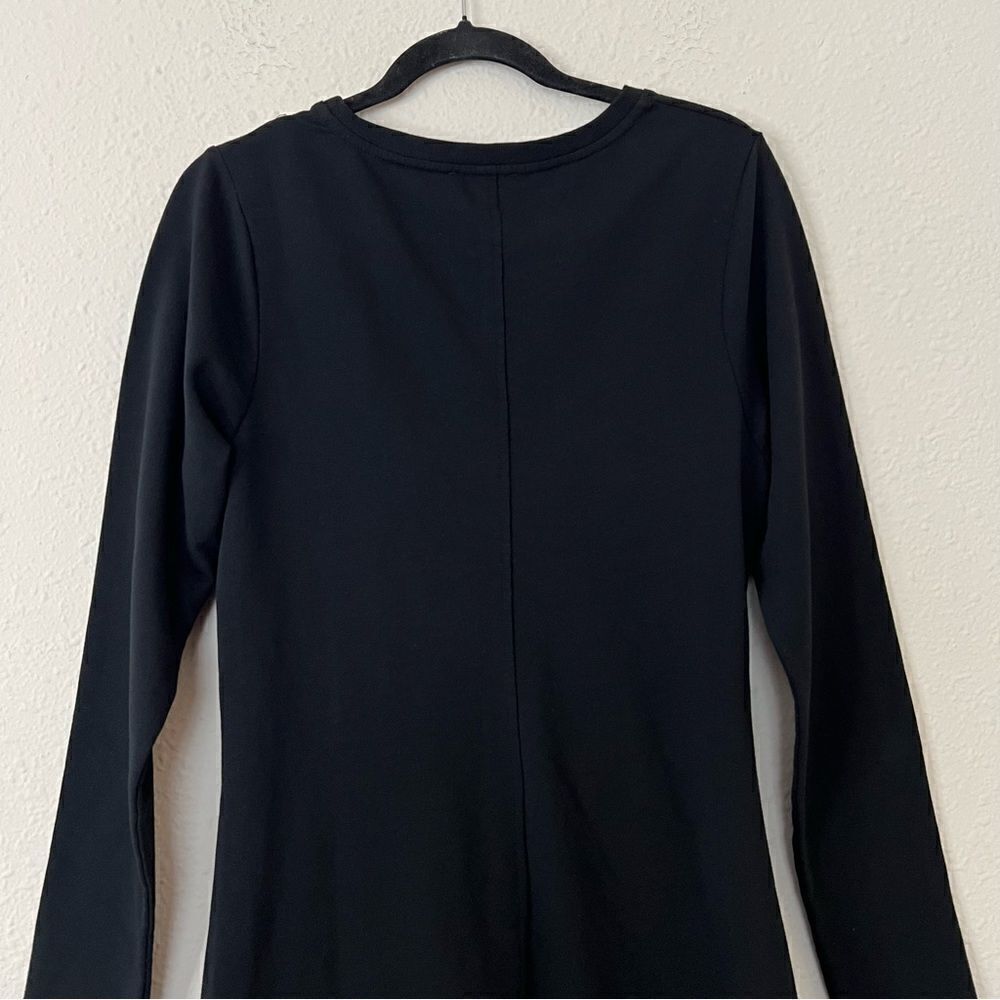 Anthropologie Sundays Ramone Black Ruched Mini Dress Size Medium, Long Sleeve - Picture 8 of 12